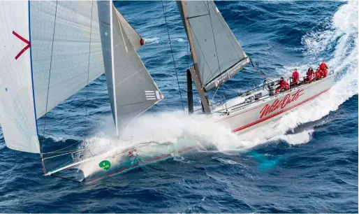  ?? AFP ?? Australian Supermaxi yacht Wild Oats XI set a new record during the Sydney to Hobart gruelling race on Wednesday. —