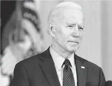  ?? ALEX BRANDON/AP ?? President Joe Biden’s bipartisan bona fides have defined his career, but the pandemic and lessons learned from Republican obstructio­nism during the Obama years is leading him to act quickly on a $1.9 trillion COVID-19 aid bill.