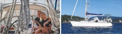  ??  ?? Kaj Maass and Malin Andersson on board their boat in Las Palmas
Kaj and Malin’s Bavaria 38 Ocean Cross Ocean, which they refitted