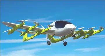  ??  ?? The ‘Cora’ electric powered air taxi in flight.