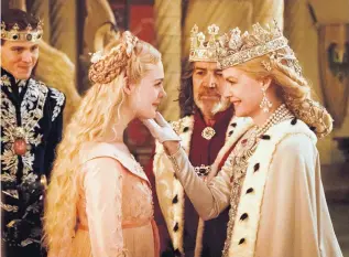  ?? JAAP BUITENDIJK/DISNEY ?? From left, Harris Dickinson as Prince Phillip, Elle Fanning as Aurora, Robert Lindsay as King John and Michelle Pfeiffer as Queen Ingrith in a scene from “Maleficent: Mistress of Evil.”