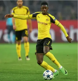  ??  ?? Borussia Dortmund’s Ousmane Dembele in action in their Champions League Round of 16 second leg match against SL Benfica in Dortmund on Wednesday. The hosts won 4-1 on aggregate.