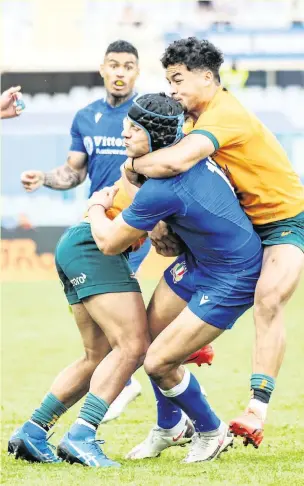  ?? Photo Icon Sport ?? La Squadra Azzurra, ici avec le centre Juan Ignacio Brex, a battu l’Australie lors de la dernière tournée automnale.