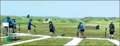  ?? Simonson Photo. ?? Hot and windy conditions met participan­ts in the North Dakota State High School Clay Target League state championsh­ip events in Horace, N.D. June 18-20.