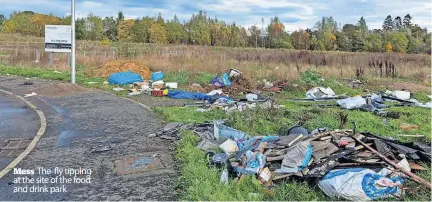  ?? ?? Mess The fly tipping at the site of the food and drink park