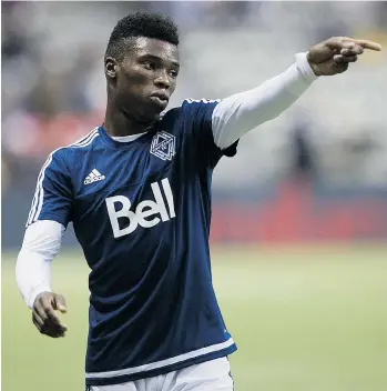  ?? GERRY KAHRMANN/PNG FILES ?? Whitecaps’ Sam Adekugbe hasn’t played an MLS game since he severely sprained his right ankle during a May 13 Amway Canadian Championsh­ip match. The 20-year-old is now ready to return to the Caps’ lineup.