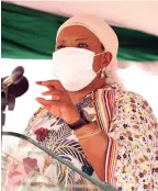  ?? ?? First Lady Auxillia Mnangagwa addresses a gathering during her interactiv­e session with people of Chidodo on Monday