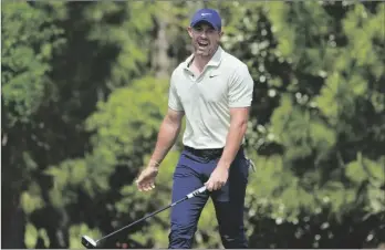  ?? AP PHOTO/MARTA LAVANDIER ?? Rory McIlroy, of Northern Ireland, reacts on the second green during the final round of The Players Championsh­ip golf tournament on Sunday in Ponte Vedra Beach, Fla.