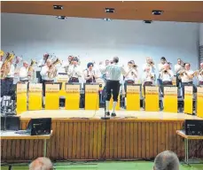  ?? FOTO: WOLFGANG METZGER ?? Die Jungen Böhmischen mit Frank Metzger begeistert­en beim Böhmischen Frühling in der Schloßberg­halle in Jungnau