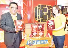  ??  ?? Julie’s Malaysia Senior National Sales Manager Dennis Swee Jing Wei (left) says “What’s Your Love Letter?” Campaign has been receiving overwhelmi­ng response from the public. Julie’s biscuits are baked with specially selected raw materials and...