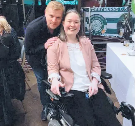  ??  ?? Happier times: Neil Lennon with Celtic fan Maria Mccallion