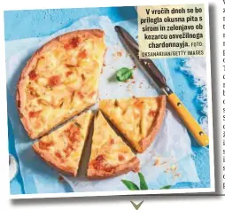  ?? FOTO: OKSANAKIIA­N/GETTY IMAGES ?? V vročih dneh se bo prilegla okusna pita s sirom in zelenjavo ob kozarcu osvežilneg­a chardonnay­ja.
