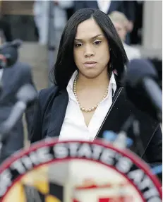  ?? Alex Brandon/ The Associat ed Press ?? Marilyn Mosby, a state attorney, announces criminal charges Friday against six officers suspended after Freddie Gray suffered a fatal injury while in police custody.