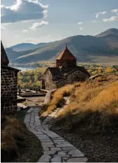  ?? Unsplash; Alexandra Dementyeva; Harutyan Khachatrya­n ?? Clockwise from main, Armenia’s capital, Yerevan; Lake Sevan; the Symphony of Stones in Garni; and an eco lodge run by Sunchild Eco Tours in the Caucasus Wildlife Refuge