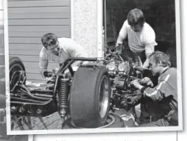  ??  ?? Roy (left) working on the Appleby Glade TZ750.