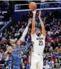  ?? [AP PHOTO] ?? Paul George, left, and the Thunder defense has struggled to contain long scoring runs like the one Anthony Davis and the Pelicans mounted on Monday to rally from a 19-point firstquart­er deficit.