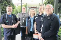  ?? PHOTO: KAYLA HODGE ?? Come have a look . . . Looking forward to next Saturday’s Oamaru Hospital open day are (from left) Waitaki District Health Services registered nurse Jer Levering, chief executive officer Phil Jamieson, registered nurses Sue Grant and Becky Ainsworth, and clinical director Dr Stuart Mologne.