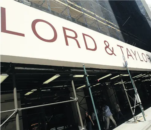  ?? MARIO TAMA / GETTY IMAGES FILES ?? Converting the Lord & Taylor department store on Fifth Avenue in New York City to mixed retail and office space is “brilliant,” said Jim Danahy, chief executive of Toronto-based retail advisory firm Customer Lab.