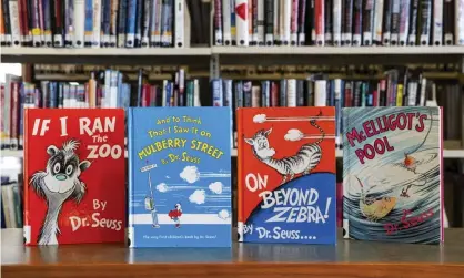  ??  ?? Four of the six Dr Seuss books that will no longer be published, along with Scrambled Eggs Super! and The Cat’s Quizzer. Photograph: Christophe­r Dolan/AP