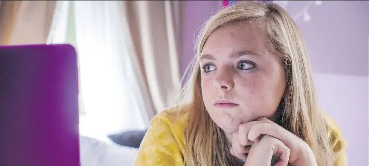  ?? ELEVATION PICTURES ?? Elsie Fisher nails the part of a new teenager struggling to find her voice in Bo Burnham’s insightful and moving film Eighth Grade.
