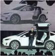  ?? ROBERT HANASHIRO, USA TODAY ?? Tesla Motors CEO Elon Musk unveils the Model X in Fremont, Calif., in October 2015.