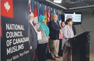  ?? CP PHOTO ?? Farhat Rehman of the Canadian Council of Muslim Women (CCMW) speaks in Ottawa following the release of the latest annual police-related hate crimes data from Statistics Canada.