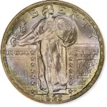  ?? PHOTO COURTESY STACK’S BOWERS ?? 1923 Standing Liberty quarter (obverse) PCGS/CAC MS-67 from the Pogue collection sold for a stunning $15,600.