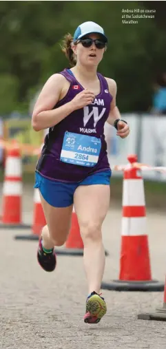  ??  ?? Andrea Hill on course at the Saskatchew­an Marathon