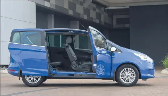  ??  ?? Ford’s B-Max minivan has sliding doors to make life easier for parents needing to fit child seats inside. Basically it’s a family-spec Ford Fiesta.