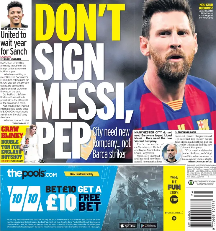  ??  ?? NOU CLUB BECKONS? Barcelona star
Lionel Messi is not happy at the Nou Camp