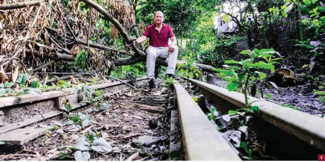  ?? FOTOS JAIME PÉREZ Y JUAN SÁNCHEZ ?? 1. Cerca a la entrada de Girardota, detrás de la casa de Óscar Hincapié Mira, antiguo inspector de vías del ferrocarri­l, se conservan las carrileras del tren. 2. En el barrio La Raya, municipio de Caldas, las vías del tren fueron invadidas por la comunidad que construyó viviendas cerca.