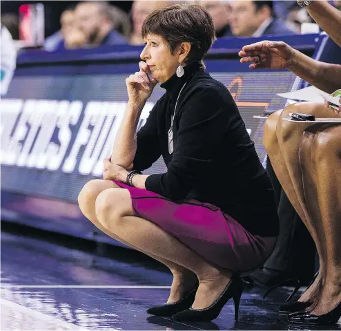  ?? — THE ASSOCIATED PRESS FILES ?? Muffet McGraw has been the coach of the Notre Dame Fighting Irish basketball team for 30 years and has seen plenty of changes, but says it’s the parents who have changed more than the players.