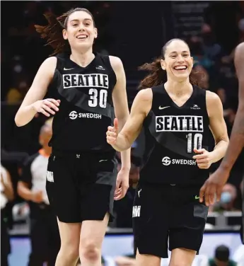  ?? GETTY IMAGES ?? Breanna Stewart (left), who’s 27, is one of the faces of the WNBA along with Sue Bird, who’s retiring.