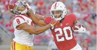  ?? TONY AVELAR/ASSOCIATED PRESS ?? Stanford running back Bryce Love, right, is back this week after missing a game with an injury.
