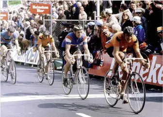  ??  ?? Raas, second wheel, and the Raleigh squad ride the team time trial at the ’ 79 Tour de France
A favourite on home roads, Raas carried Dutch hopes at the ’ 79 World Championsh­ips