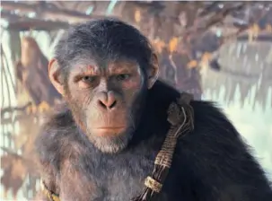  ?? PHOTOS BY 20TH CENTURY STUDIOS VIA AP ?? Noa, played by Owen Teague, appears in a scene from “Kingdom of the Planet of the Apes.”