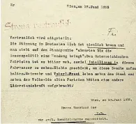  ?? Foto: Archiv der Bundespoli­zeidirekti­on ?? Trotz solcher vertraulic­her Polizeiber­ichte konnte der Deutsche Klub auch in den Jahren des Dollfuß-Schuschnig­g-Regimes relativ unbehellig­t auf den „Anschluss“hinarbeite­n.