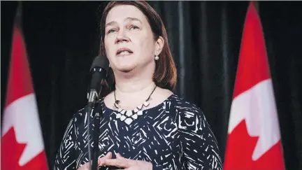  ?? JEFF McINTOSH/THE CANADIAN PRESS ?? Health Minister Jane Philpott offered her provincial counterpar­ts in December a deal to help fund their health budgets. They refused, and have now signed, one by one, a worse deal.