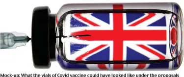  ??  ?? Mock-up: What the vials of Covid vaccine could have looked like under the proposals