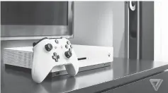  ??  ?? The Xbox One S is the mid-generation upgrade of the nearly three-year-old Xbox One. It’s 40 per cent smaller, 4K-capable and has a comparativ­ely cheaper launch price than the Xbox One’s launch price. It’s also white, instead of black.