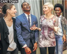  ?? Pictures: ADRIAN DE KOCK ?? A LAUGH A PAGE: Irina Miccoli, Stevel Marc, Liezel van der Westhuizen and Adeola Ariyo at the launch of Marc’s book, ‘The Refined Player: Sex, Lies and Dates’