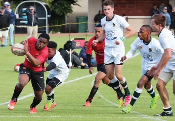  ?? Photo: Supplied ?? Sandiso Charles of Kingswood College 1st XV was a try scorer against Union High 1sts.
