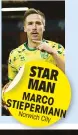  ??  ?? STAR MAN MARCO PERMANN Norwich City