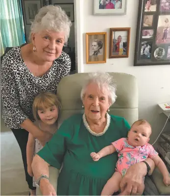  ?? Supplied ?? Sandra Symons with her mother, Audrey, and Audrey’s great-granddaugh­ters Edie and Lola.