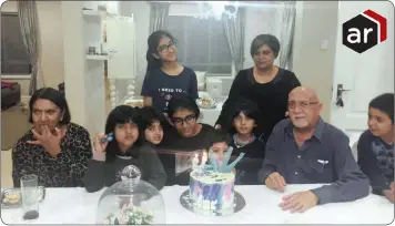  ?? PICTURES: SUPPLIED ?? AV Vallymahom­ed with his wives and grandchild­ren during a birthday party. From left: Rashida, Hanna, Sanaa, Farihah, Zayanna, AV and Yusuf. At the back: Liya and Fatima.
To watch the videos, see instructio­ns on Page 15.