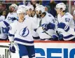  ?? REINHOLD MATAY/ASSOCIATED PRESS ?? Tampa Bay’s Corey Perry (10) celebrates a goal with teammates during Tuesday’s win over Florida.