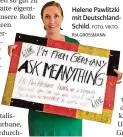  ?? FOTO: VIKTO- ?? Helene Pawlitzki mit Deutschlan­dSchild.