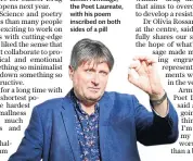  ??  ?? Simon Armitage, the Poet Laureate, with his poem inscribed on both sides of a pill