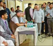  ?? IANS ?? Minister of State for External Affairs V.K. Singh at a camp of Indian workers of Saudi Oger near Mecca on Friday.