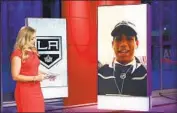  ?? KINGS DRAFT PICK Mike Stobe Getty I mages ?? Quinton Byfield is interviewe­d by Jamie Hersch of the NHL Network.